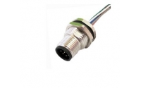 M12 5 pin male socket with wires front fastened 