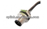  M12 5 pin male socket with wires rear panel mount connector