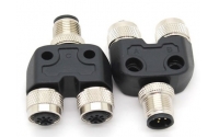 M12 5 pin one male to two female connector adapter  Y type