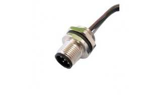 M12 5 pin male socket with wires rear panel mount connector