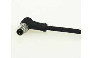M8 male, right angled, molded cable connector  